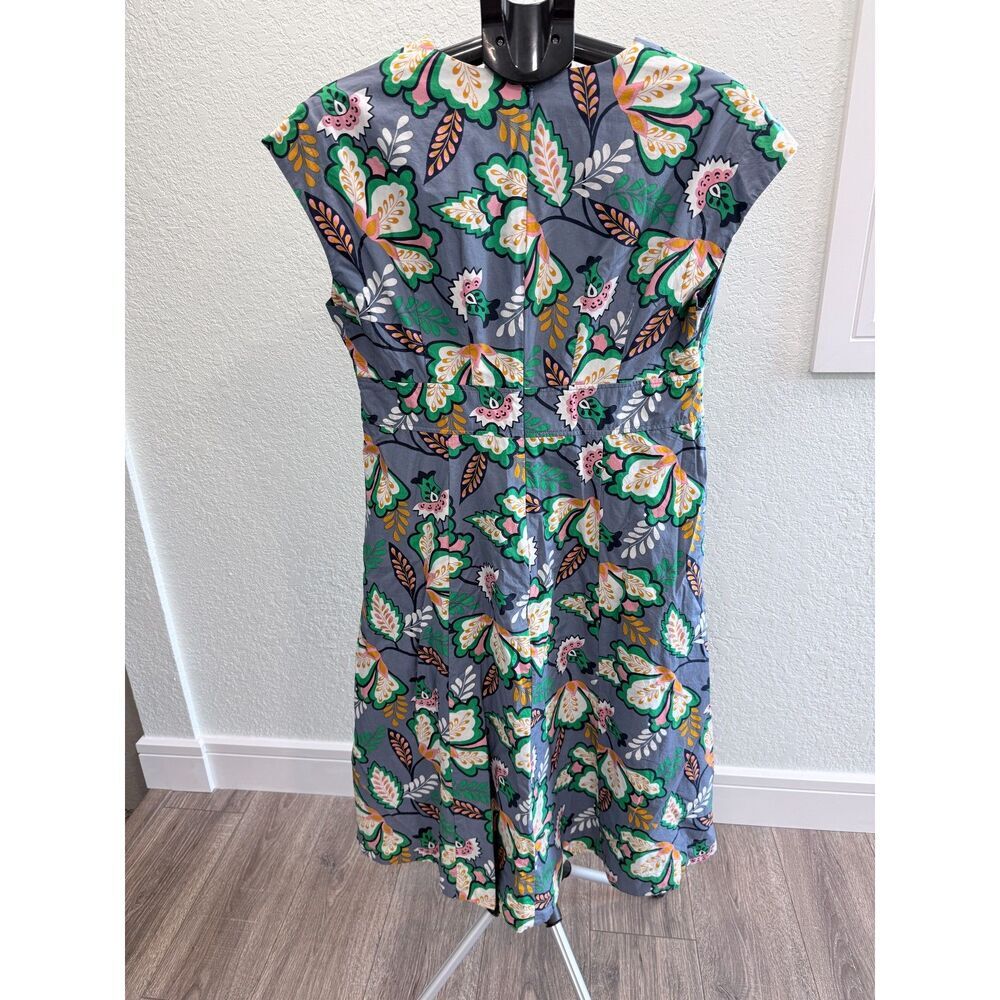 Boden Natasha Floral Print V-Neck Cotton Dress Retro 50s Style Size 10 Petite - Picture 3 of 5